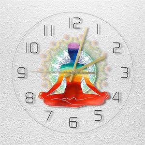 Orologio <span class=keywords><strong>da</strong></span> <span class=keywords><strong>Parete</strong></span> con Luci LED, Design Yoga Lotus Stampato ad Acquerello, <span class=keywords><strong>Orologi</strong></span> Colorati <span class=keywords><strong>per</strong></span> Decorazione Casa e Studio Yoga - Product Image 1