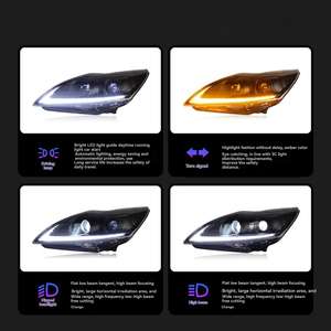 Fari Anteriori per <span class=keywords><strong>Ford</strong></span> <span class=keywords><strong>Focus</strong></span> 09-13 Gruppo Ottico con Lenti Modificate Fari a LED Luci Diurne e Indicatori di Direzione a Flusso - Product Image 3