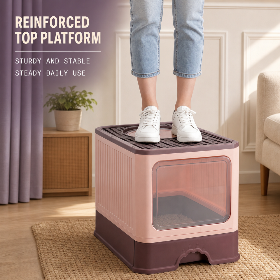 Fully Enclosed Drawer-Type Cat Litter Box Anti-Tracking Drawer Tray ...
