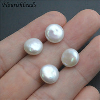 Perles plates rondes de 10 mm de bonne qualité, perles d'eau douce naturelles blanches sans trou, perles en vrac pour la fabrication de bijoux, colliers, bracelets