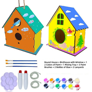 مجموعة طلاء منزل طيور ممتعة تصنعها بنفسك للأطفال الذين تتراوح أعمارهم بين 4-8 4 مجموعات بناء وطلاء منازل طيور مجموعة ألعاب رسم - Product Image 6