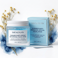 Masque Gel Anti-Teint Terne à la Levure Fermentée, Masque Visage Hydratant Effet Glace Cristalline Anti-Lumière Bleue, Masque Gelée Sans Huile à Laver pour la Nuit