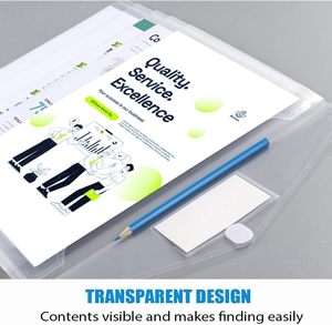 Paquet de 5 enveloppes en plastique transparent en poly lettres américaines de format <span class=keywords><strong>A4</strong></span> <span class=keywords><strong>avec</strong></span> pochette d'étiquettes pour l'organisation du travail à domicile - Product Image 2