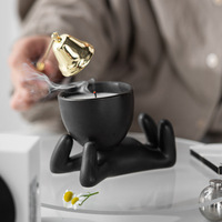 Céramique Mat De Luxe Cadeaux Exquis Pots Uniques Forme Du Corps Noir Blanc En Céramique Pot De Bougie Vide