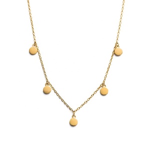 Collar Gemnel <span class=keywords><strong>2026</strong></span>, Joyería de Plata S925, Cadena Delicada Hecha a Mano con Cinco Pequeños Discos Dorados, Collar de Monedas - Product Image 1
