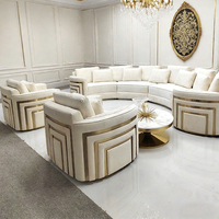 Juego de Sofás Seccionales Modulares de Lujo de 7 Plazas, Sofás Curvos en Forma de C de Tela, Esponja Acolchada para un Mueble de Sala de Estar Confortable
