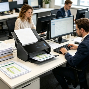 סורק מסמכים צבעוני דו-צדדי מהיר Fujitsu ScanSnap IX500 עם מזין מסמכים אוטומטי (ADF) 50 דפים לדקה, USB, אחריות לשנה, גודל A4, למשרד ולעסקים - Product Image 3