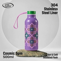 Bouteille isotherme esthétique 500 ml à double paroi en acier inoxydable 304, écologique, avec sangle, pour cadeaux d'affaires et usage sportif, maintient les boissons à 12-24°C