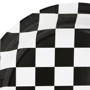 Platos de Papel con Diseño de Bandera a Cuadros de Carreras Modernas de 9 Pulgadas, Venta Caliente, Suministros Desechables para Fiestas de Cumpleaños para Niños Amantes de las Carreras, Directo de Fábrica - Product Image 3