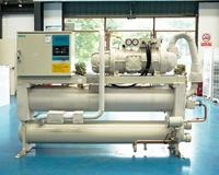 Unité de refroidissement à vis d'occasion 137KW R22, refroidie par eau, pour système de climatisation central commercial et industriel, 380V