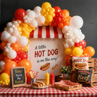 Kit d'arche de guirlande de ballons rouges, oranges, jaunes et blancs, thème carnaval, hot-dogs, pique-nique, pour décoration de fête d'anniversaire en plein air, barbecue d'été