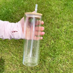Gobelet en verre transparent personnalisé de 20 oz, style boule de neige, pour sublimation, avec couvercle - Product Image 2