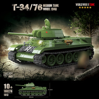 Modelo de Tanque de Batalla Militar de la Segunda Guerra Mundial Quanguan 100276, Set de Construcción y Exhibición, Tanque Mediano Soviético T-34 para Decoración y Estudio
