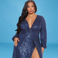 Ventes en gros de nouvelles robes à sequins à manches longues et col en V pour femmes, élégantes pour les soirées et les fêtes, chushi