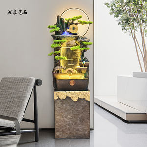 Mur de cascade en fibre de verre de style chinois, rocaille, fontaine, paysage, circulation d'eau, décoration de bureau, salon, sol - Product Image 3