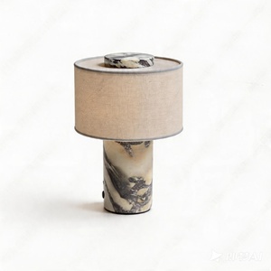 Lampe <span class=keywords><strong>de</strong></span> <span class=keywords><strong>table</strong></span> en marbre rechargeable avec abat-jour en lin, sans fil, à intensité variable au toucher, lumière d'ambiance <span class=keywords><strong>de</strong></span> chevet, lampe <span class=keywords><strong>de</strong></span> bureau cylindrique <span class=keywords><strong>de</strong></span> luxe - Product Image 3