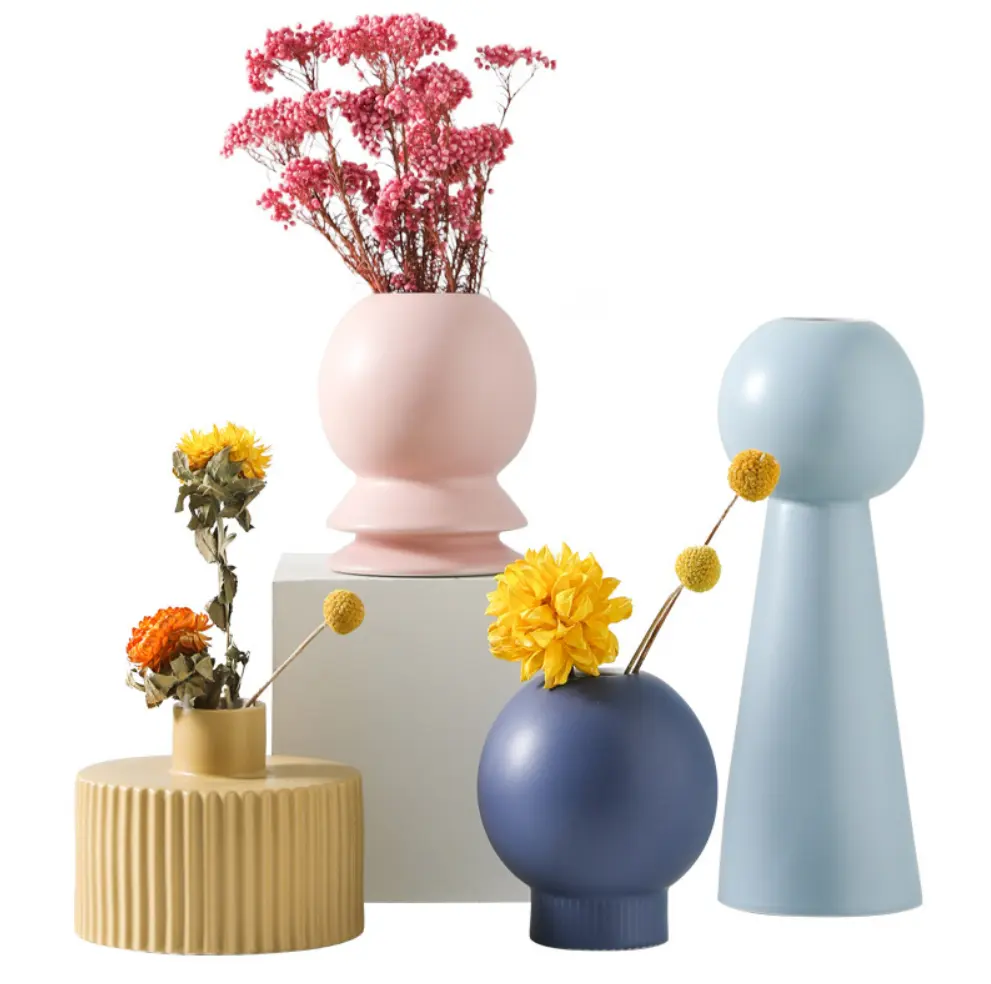 modern style home decor ceramic vase with geometric shape