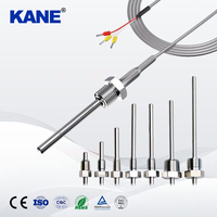 Sensor Suhu KANE PT100 RTD Tipe K/E Termokopel Baja Tahan Karat Tahan Air Ulir Tetap Probe Suhu Industri
