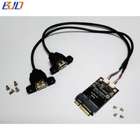Tarjeta de Expansión Mini PCIe PCI-E MPCIe a 2 * USB 2.0 Tipo-A con Orificio de Montaje en Panel y Cable USB de 36CM