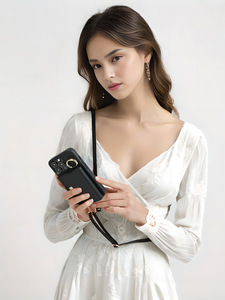 Étui portefeuille de luxe à bandoulière pour <span class=keywords><strong>iPhone</strong></span> 16 17 Air 15 14 13 12 <span class=keywords><strong>Pro</strong></span> <span class=keywords><strong>Max</strong></span> en cuir PU grainé avec porte-cartes - Product Image 5