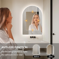 Miroir arqué en argent sans cuivre, miroir HD OEM personnalisé, miroir intelligent à LED tactile avec En12600 et Epr