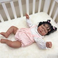 Poupée Reborn réaliste de 60 cm avec corps en tissu, modèle RB88, peau noire africaine, pour enfants de 4 à 6 ans, cadeau créatif unique