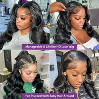 Pelucas de Cabello Humano con Ondas Suaves al por Mayor, Pelucas Frontales de Encaje Completo 360 para Mujeres Negras, Peluca Frontal de Encaje HD Transparente, Cabello Humano Peruano