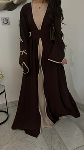 Elegante último diseño largo primavera Abaya Bata para mujer Bowknot acentuado tradicional musulmán vestido para dama de Oriente Medio - Product Image 6