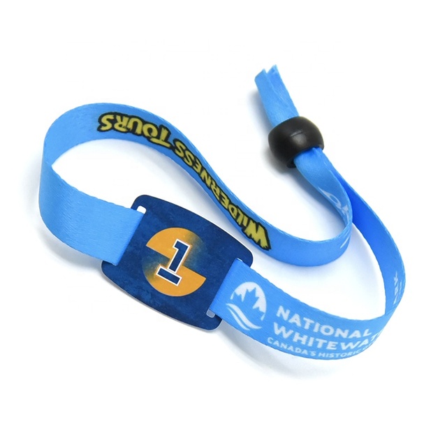 Custom Festival Waterproof NFC Mini Tag RFID Woven Fabric Wristband 13.56MHz for Hotel Events Parties Gifts