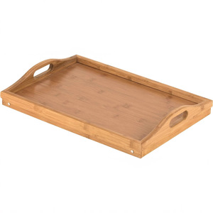 Wooden Folding Tray With Handles Portable <b>Foldable</b> Easy Clean Durable Serving Tray For Breakfast Snacks Computer <b>Desk</b> Use - Product Image 4