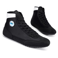 Chaussures de boxe et de lutte en cuir respirant et maille, semelle TPR antidérapante, légères, montantes, pour combat, MMA, sparring et gym