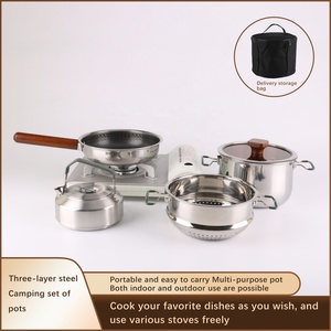Set da Cucina Portatile per Campeggio, Pentola e Padella per Cucinare all'Aperto, 6 Pezzi - Product Image 4