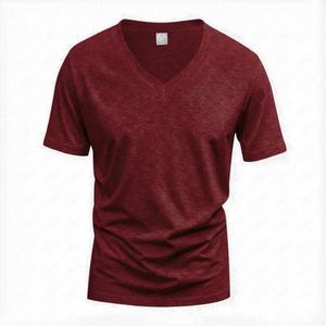 T-shirt ajusté à col en V pour homme, haute élasticité, séchage rapide, anti-humidité, uni, sportif, personnalisable, hauts d'<span class=keywords><strong>été</strong></span> vierges - Product Image 5