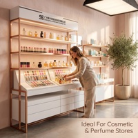 Vitrine d'îlot central autoportante de luxe moderne pour cosmétiques avec éclairage LED pour centre commercial