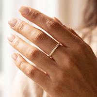 Bague empilable Abiding Jewelry en argent sterling 925 personnalisée, avec diamant moissanite, étanche, motif lune