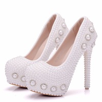 Escarpins à perles pour femmes BS007, talons fins de 14 cm, chaussures de mode pour mariage, chaussures de soirée printemps automne, grandes tailles 36-41