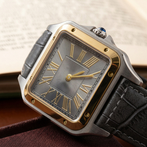 CILOA 3Square Dial Quartz <b>Watch</b> Two Tone Leather Strap Roman Numeral Wristwatch Business <b>Casual</b> - Product Image 5