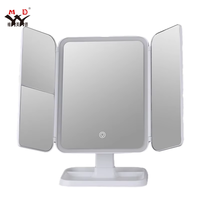 Miroir de maquillage portable durable à 3 faces haute définition avec grossissement 3X et plusieurs réglages d'éclairage ajustables