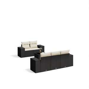 Modular Black PE Rattan Garden <b>Sofa</b> <b>Set</b> Elegant Outdoor Furniture Collection - Product Image 1