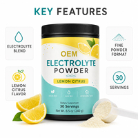 Poudre d'électrolytes sans sucre au goût de citron naturel avec logo personnalisé, mélange pour boisson hydratante, complément alimentaire, vitamines, minéraux, énergie