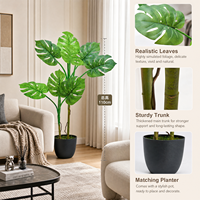 Plante artificielle réaliste Monstera Deliciosa avec pot blanc, décoration artificielle réaliste à feuilles fendues pour l'intérieur du salon