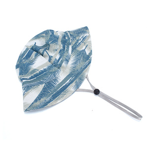 New Fashion Arrival Cotton Summer Wholesale Printed Bucket <b>Hat</b> Windproof Rope <b>Flat</b> Fisherman <b>Hat</b> for Travel - Product Image 3