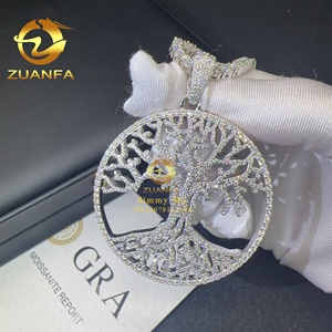 2 "đường kính Iced ra tùy chỉnh được thực hiện 925 Bạc hip hop đồ trang sức vvs moissanite kim cương cây của cuộc sống vòng mặt dây chuyền vòng cổ - Product Image 2