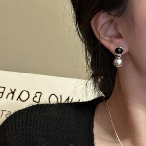 Pendientes de Plata de Ley S925 con Cuentas de Estilo Coreano, Diseño Básico Simple y Personalizado con Ágata, Nicho de Diseño Exclusivo - Product Image 5