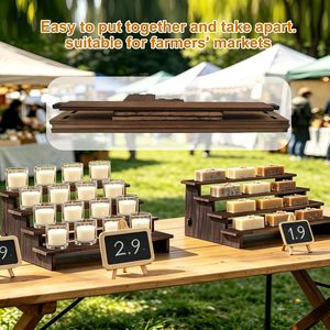 Présentoir à bijoux en bambou à 4 niveaux, organisateur en bois naturel en forme d'échelle pour épingles à cheveux, bracelets et boucles d'oreilles - Product Image 6