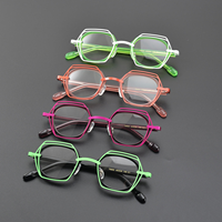 Lunettes de lecture unisexes rétro faites à la main, de bonne qualité, monture octogonale en acétate imprimé, durables, pour adultes, monture intégrale, orange