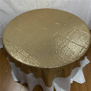 Mantel de banquete de poliéster 100%, diseño de lentejuelas de retazos dorados, ganchillo a mano para fiestas de Navidad - Product Image 6