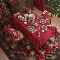 Nappe de table en dentelle creuse américaine Nappe de Noël Nappes rectangulaires rouges pour événements