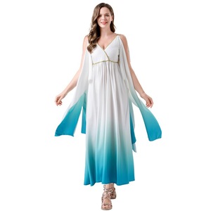 Disfraz de diosa griega para mujer adulta, vestido ombré blanco y azul para Halloween, cosplay, actuación en escenario - Product Image 1