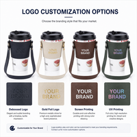 Manchon de tasse en cuir de qualité supérieure pour le marché européen avec sangle et logo personnalisé pour la promotion de chaînes de cafés de prestige, faible MOQ